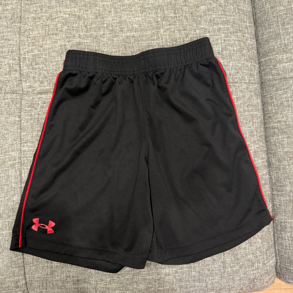 Under Armour Boys Brown Shorts with Red Trim